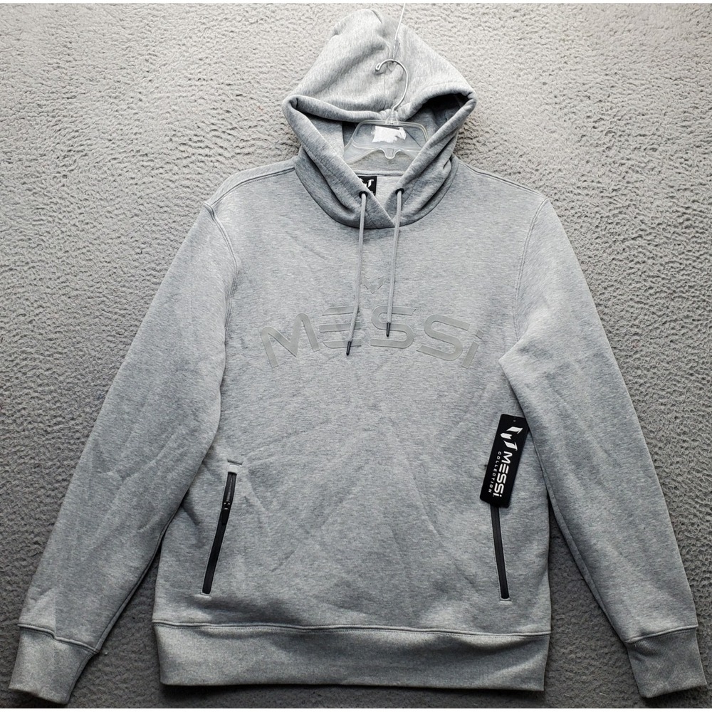 Messi Collection Hoodie Mens M Gray Fleece Lined Long Sleeve Kangaroo Pocket